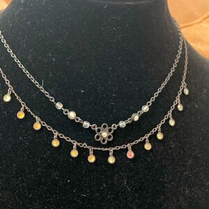 2 necklaces with iridescent crystals and beads